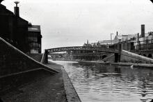 BCN New Main Line: View of Thomson & Astbury (Smethwick) bridge north of Rotten Park Junction. 1966