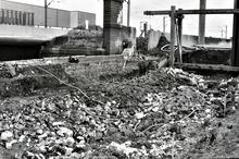 BCN New Main Line: Ryland Aqueduct reconstruction. Removal of old arch. 8/1967