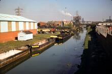 BCN. Coseley. Deepfields Junction, Matty’s Wharf with boats. 1976. 