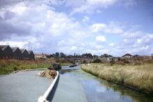 Tug JUDITH ANNE and dayboats at Coseley, Birmingham Canal Navigations Main Line, 28 Aug 1964