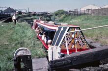 BCN Old Main Line. Spon Lane Bottom Lock. Narrow boat CACTUS. 28/05/1978