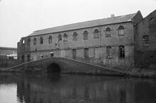 Factory and basin at Spon Lane - view North, Old Main Line, 04/12/66