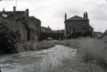BSN Oldbury Loop. Looking South to West Bromwich Street Bridge and the Gasworks. 1963