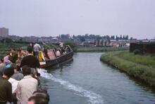 BCN Dudley No 2 Canal. Parkhead Windmill End. Trip boat passes Primrose Hill. 02/06/1968
