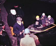 BCN Dudley No 1 Canal: Inflatable boat in Tunnel