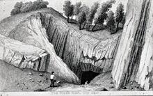 BCN Dudley No 1 Canal: Sketch- entrance to Limestone Caverns (from Smith 1836)