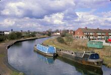BCN Wyrley & Essington Canal. s seen from Anchor Bridge (A452) looking to Catshill Junction. 09/04/1972
