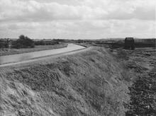South from Northywood Bridge showing clay pit excavations, 9 April 1972