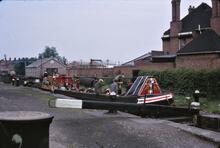 BCN Walsall Extension Canal. Top lock. Narrow boat CACTUS. 06/06/1965