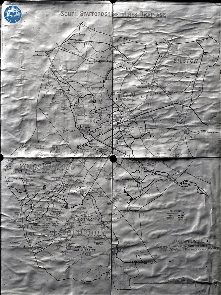 Birmingham Canal Navigations (BCN): Map showing South Staffs Pumping Engines
