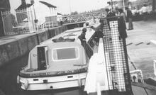 Hire boat in Gloucester Lock. 1980