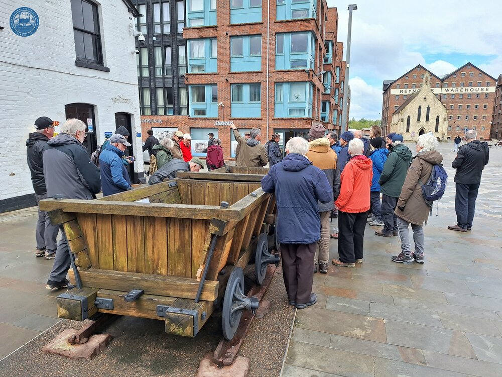 Gloucester Docks, Replica plateway wagons. 28 April 2024