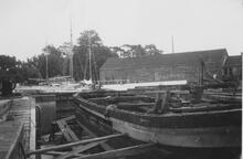 Rebuilding a “trow” in Saul Dry Dock. August 1950