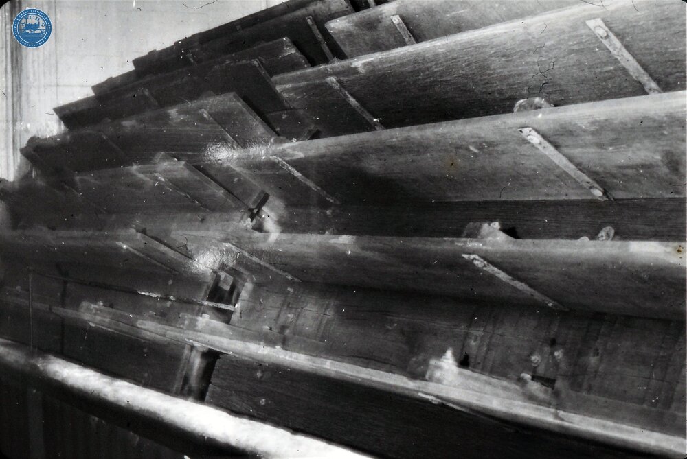Claverton Pumping Station. Paddle boards of water wheel.1953