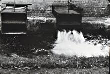 Discharge from 30” bucket pump of No1 (B&W) engine. 1953
