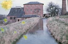 Crofton Pumping Station, engine house & leat, April 1958