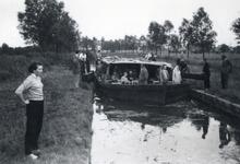 Trip boat entering a lock through the top gates. July 1957
