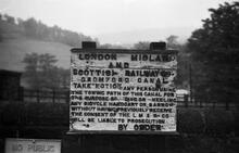 LMSR Notice at High Peak Wharf, Cromford Canal, 08/06/65