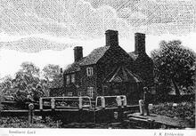 Engraving of  Sandiacre Lock House and Lock
