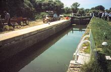 Woolsthorpe Lock (No.15) under restoration. 1996