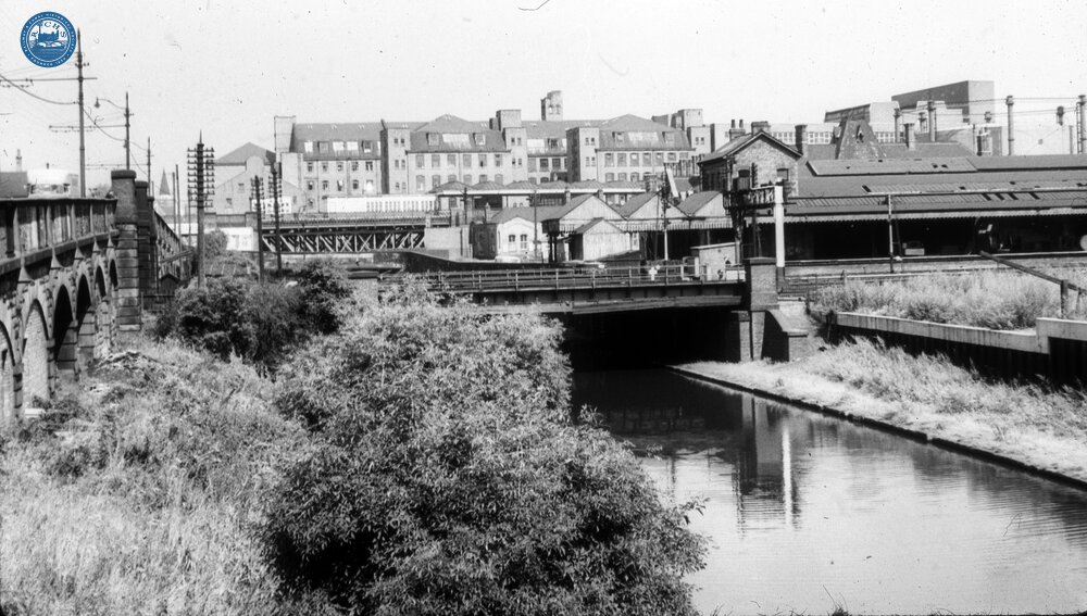 Midland Railway Bridge with Nottingham Station on the right.