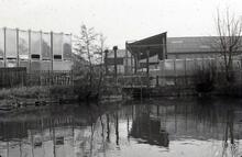 Warwick & Birmingham Canal, Saltisford Basins, Warwick. The old lift bridge into inner basin 19/3/64