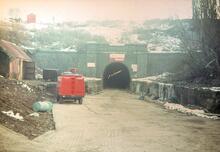 Blisworth Tunnel, North end. Looking into the tunnel during the 1980s repairs