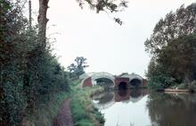 Braunston, twin iron bridge at canal junction. September 1968
