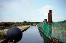 Temporary works for new aqueduct at New Bradwell.  August 1990