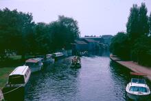 Narrowboats AYNHO and AYR carrying piles at Uxbridge. July 1971