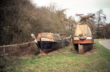 Foxton. Ex-Grand Union boats 'Coleshill' and 'Virginis' on the bank.