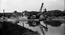 British Waterways steam dredger No 1 at Greenford, 1959