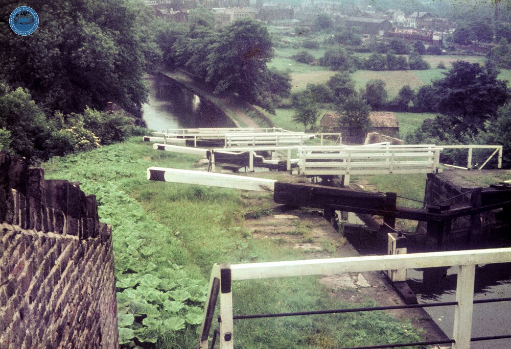 Leeds & Liverpool Canal. Bingley. Five Rise Locks. Looking down the locks