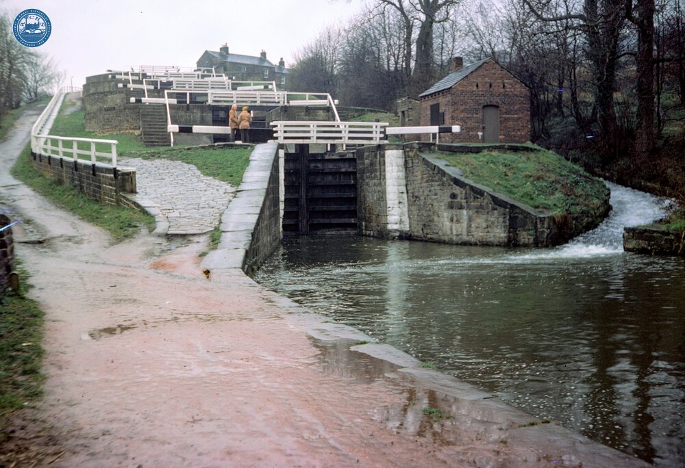 Leeds & Liverpool Canal. Bingley. Five Rise Locks, from the south. 1977