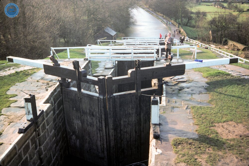 Leeds & Liverpool Canal. Bingley. Five Rise Locks. Looking down the locks. 1978