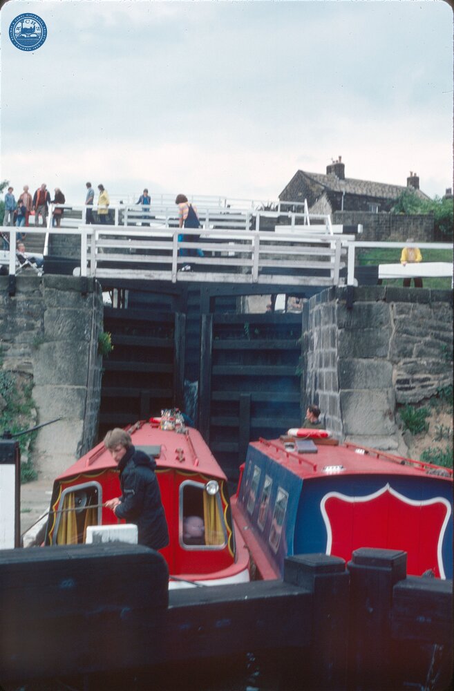 Leeds & Liverpool Canal. Bingley, Five Rise locks. 1980