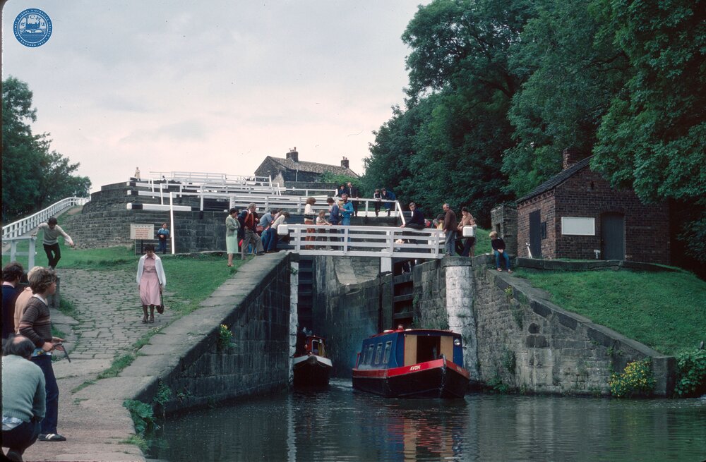 Leeds & Liverpool Canal, Bingley, Five Rise locks. 1980