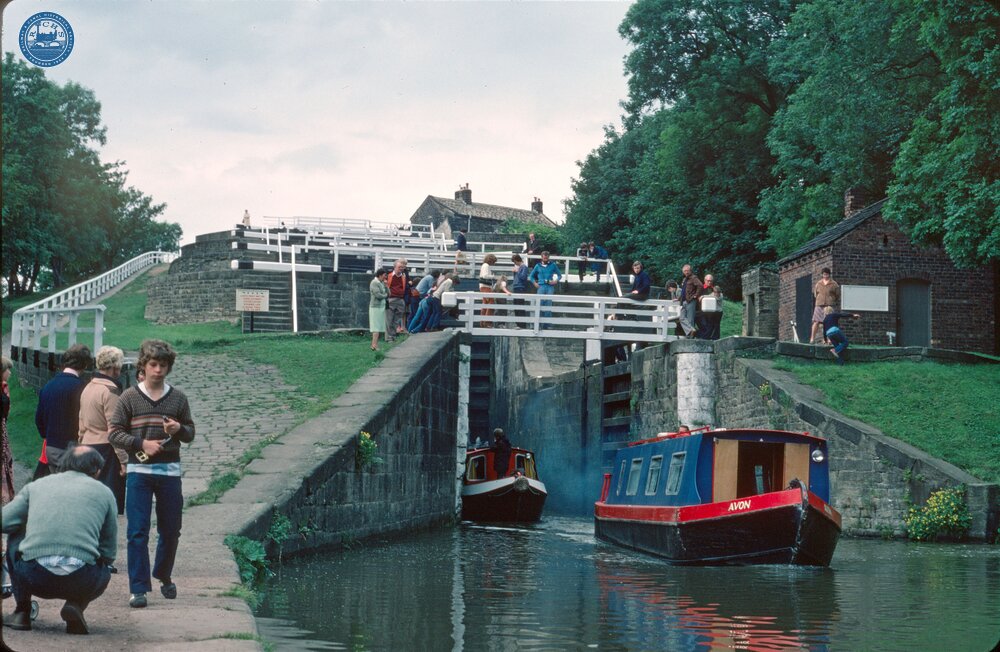 Leeds & Liverpool Canal. Bingley, Five Rise locks. 1980