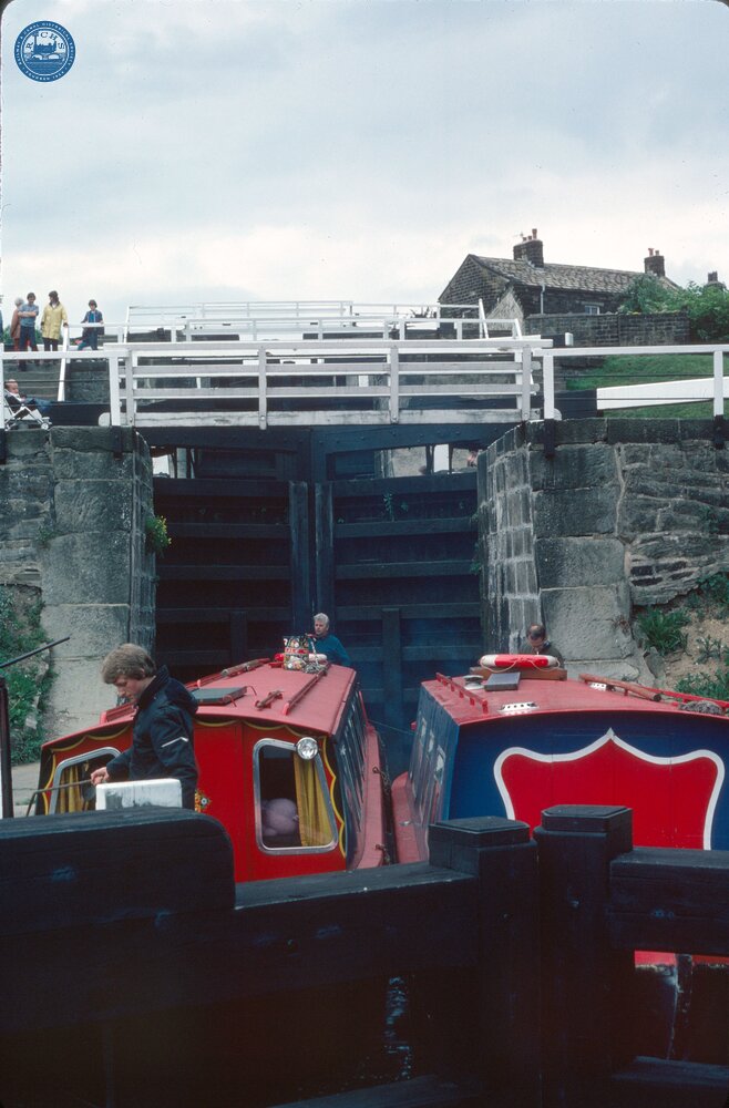 Leeds & Liverpool Canal. Bingley, Five Rise locks. 1980