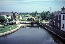 Leeds & Liverpool Canal, Rufford Branch. Locks 1 & 2 at Burscough. 21 June 1986