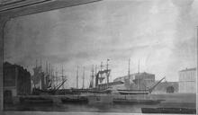 Goole Docks circa 1830. Copy of a wall painting