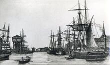 Engraving of Goole Docks c1886