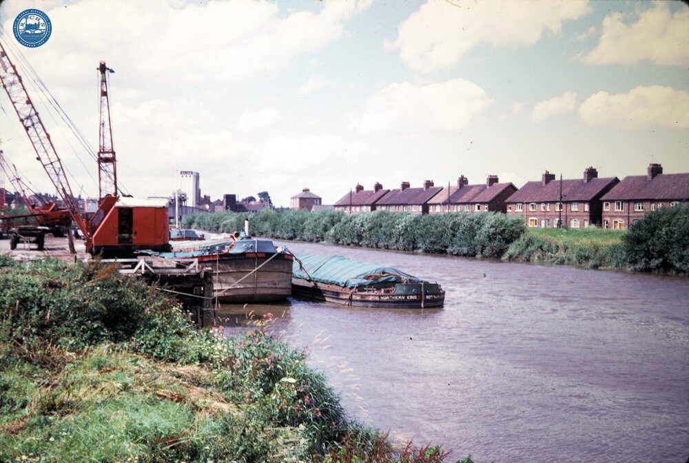 River Ouse. Selby. Looking upstream towards the railway swing bridge