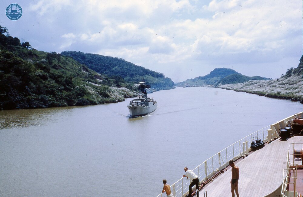 NZ1__28E Passing naval vessel in Panama Canal  (Ref 017914E)