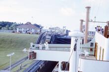NZ1__41E On tow in lock panama canal 17 October 1970  (Ref 017927E)