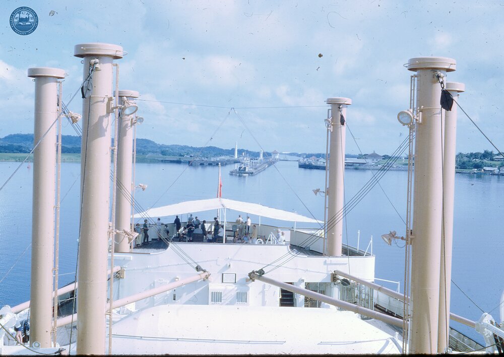 NZ1__48P leaving locks behind anama canal 17 October 1970  (Ref 017934E)