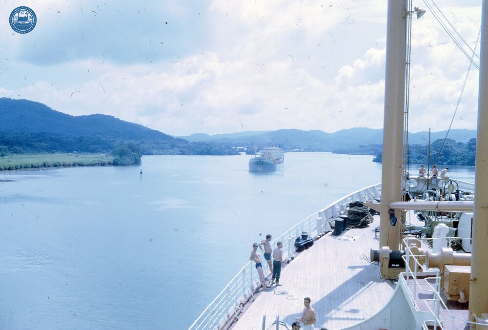 NZ1__50E approaching locks Panama canal 17 October 1970  (Ref 017936E)