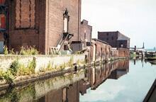 Near Jeremy Brook Footbridge27, Guide Bridge, Ashton Canal. Oxford Mills on the left.