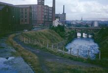 Dukinfield Jcn, from Walk Mill Bridge 28, Ashton Canal, Sep 1965
