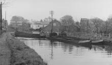 Narrowboats moored at Lymm. 27/10/57